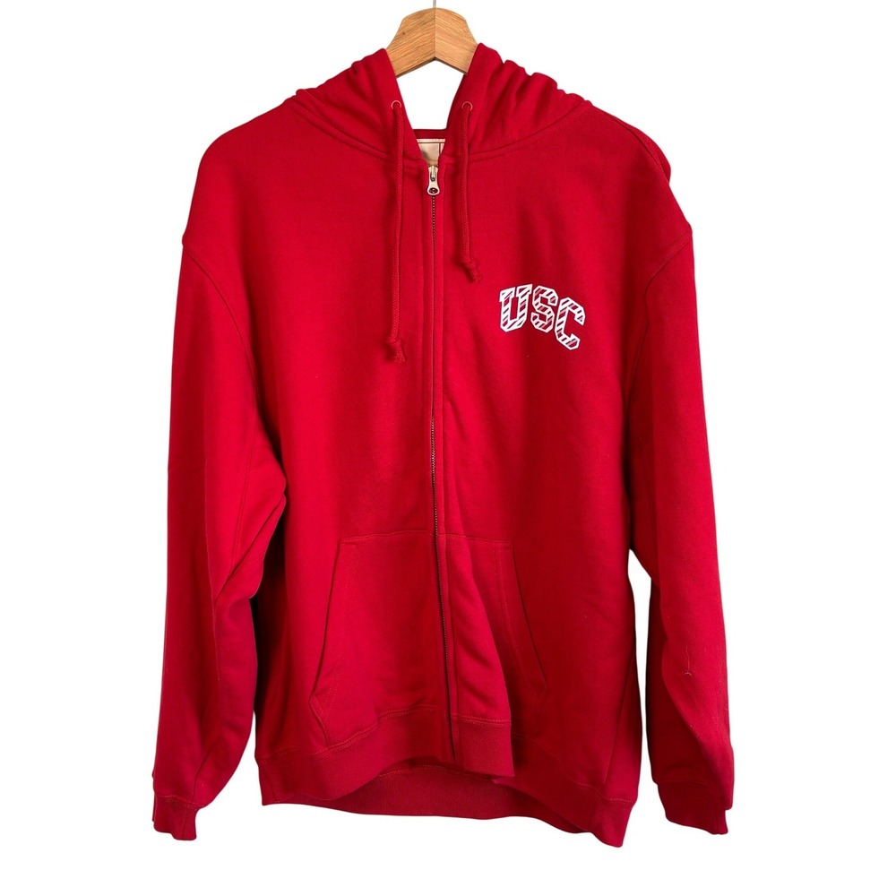 NEW USC Heritage Collection  Hoodie Red Women XL Zip Up Striped Logo Collegiate